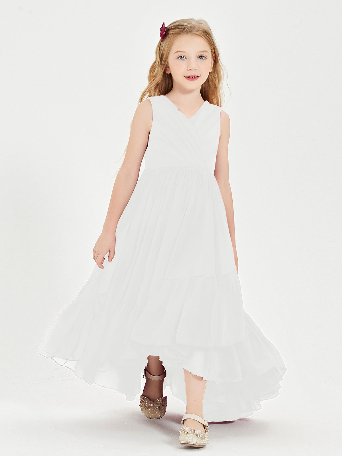 Cascading Skirt Boho Dresses for Junior Bridesmaids Ivory